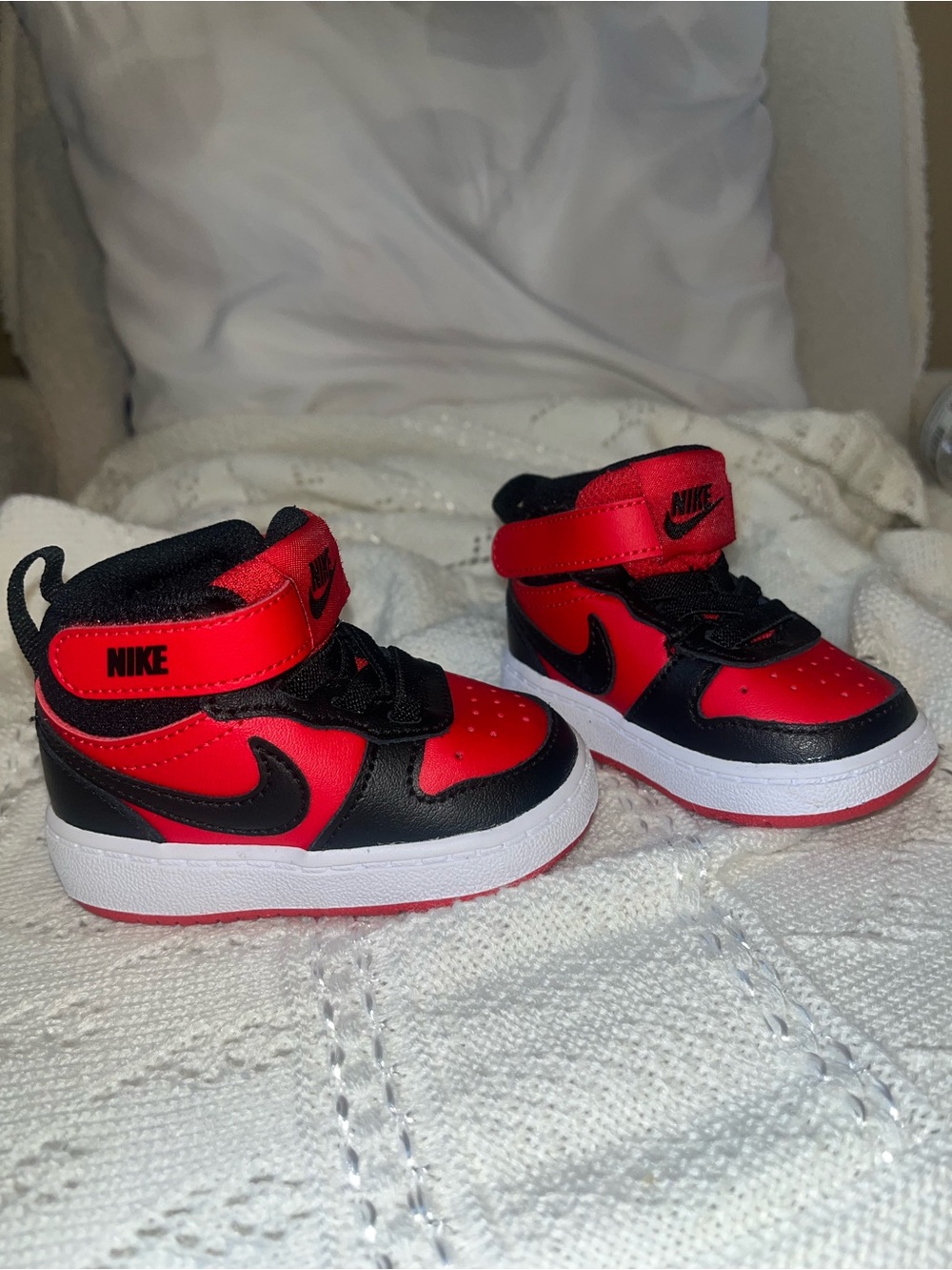 Nike Red and Black High-Top Sneakers size kids 3C